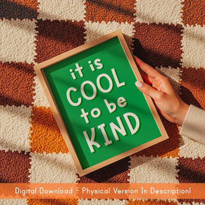 Printable Classroom Print | Its Cool To Be Kind Print for Classroom Wall or Playroom, Colourful Playroom Prints, Colorful Teacher Printables