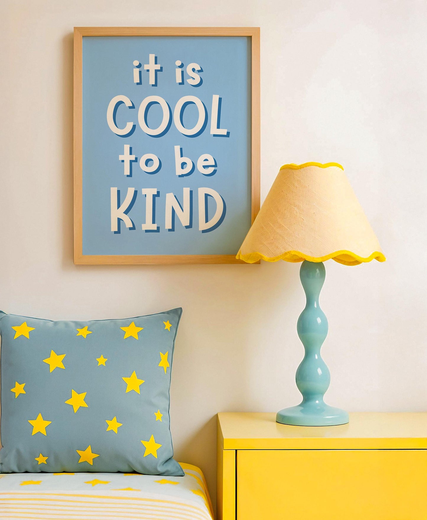 It's Cool To Be Kind Blue Nursery Print | A3 Blue Nursery Poster, Classroom Affirmation Poster, Blue Boys Room Quote, Boys Wall Art Print