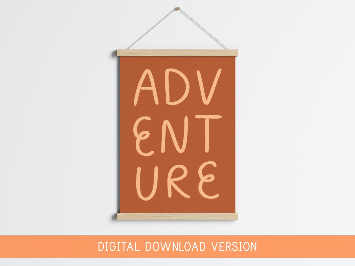Warm Brown Office Adventure Printable | Adventure Wall Art Print, Typography Printables, Neutral Digital Wall Art, Warm Brown Printables