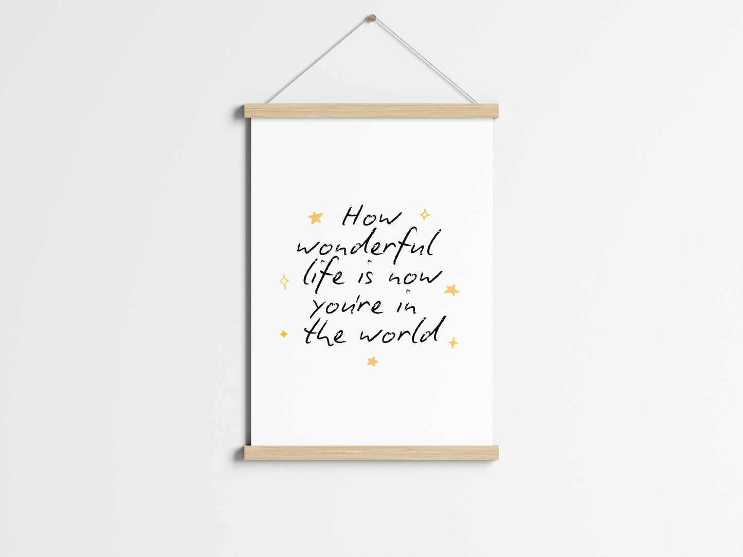 How Wonderful Life Is Nursery Print | Simple Black and White Nursery Print, Nursery Art, Nursery Quote, Cute Nursery Wall Art, For Above Cot