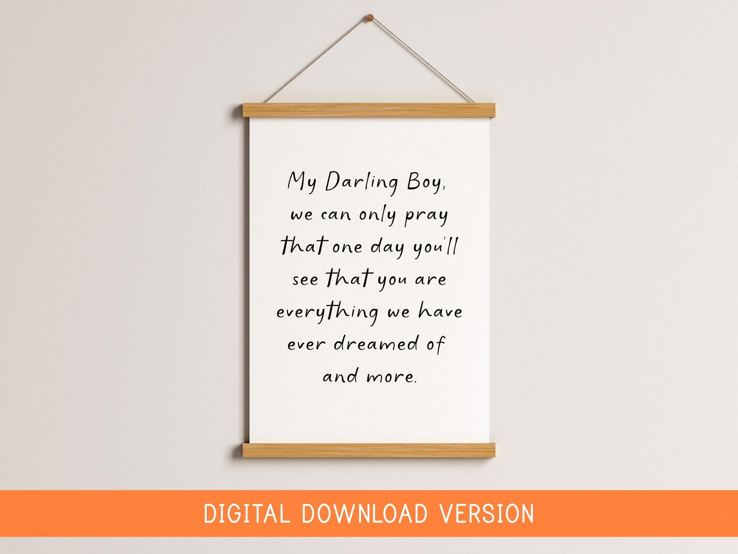 My Darling Boy Nursery Print DIGITAL DOWNLOAD | Boy Mum Wall Art Print, Digital Art Baby Boy Nursery, Digital Quote about Being a Boy Mum