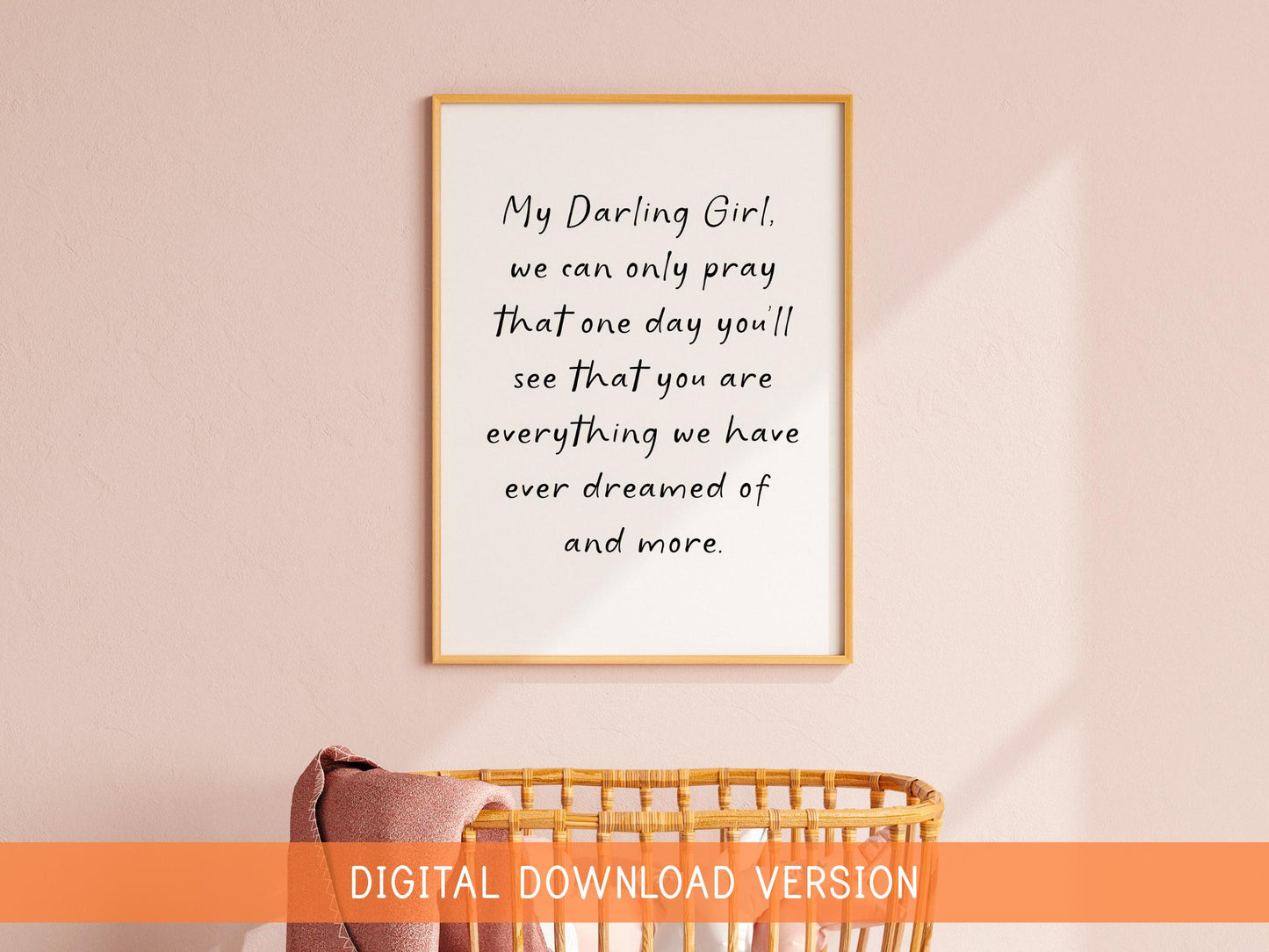 Printable Art For Baby Girls Nursery DIGITAL DOWNLOAD | Darling Girl Printable, Vintage Style Nursery Quote, Digital Art for Baby Girl Room