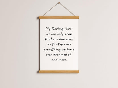 My Darling Girl Nursery Quote Print | Girls Room Wall Art, Baby Girl Nursery Prints, Baby Shower Gift for Girl, Vintage Nursery Girl Prints