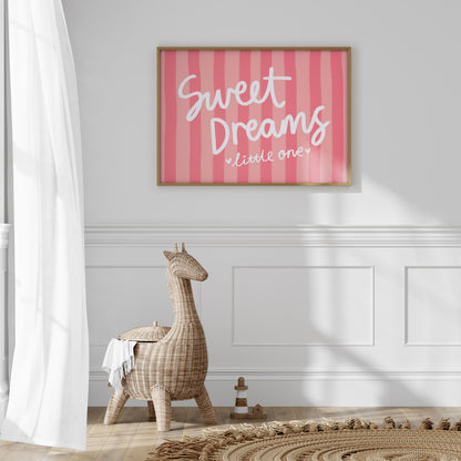 Sweet Dreams Baby Girl Print | Baby Girl Nursery Print, Girl Nursery Print, Pink Nursery Wall Art, Sweet Dreams Print, Cute Nursery Print