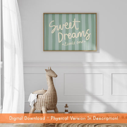 Sweet Dreams Little One Printable DIGITAL DOWNLOAD | Sage Green Vintage Nursery Prints, Sage Nursery Printable Art, Sage Digital Nursery Art