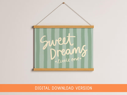 Sweet Dreams Little One Printable DIGITAL DOWNLOAD | Sage Green Vintage Nursery Prints, Sage Nursery Printable Art, Sage Digital Nursery Art