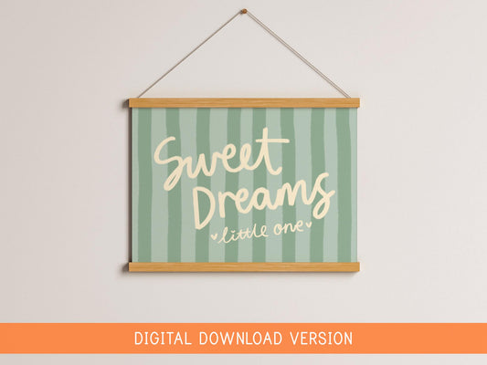 Sweet Dreams Little One Printable DIGITAL DOWNLOAD | Sage Green Vintage Nursery Prints, Sage Nursery Printable Art, Sage Digital Nursery Art