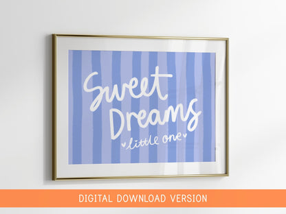 Sweet Dreams Little One Printable DIGITAL DOWNLOAD | Blue Landscape Nursery Print, Baby Boy Nursery Wall Art Print, Sweet Boy Digital Art