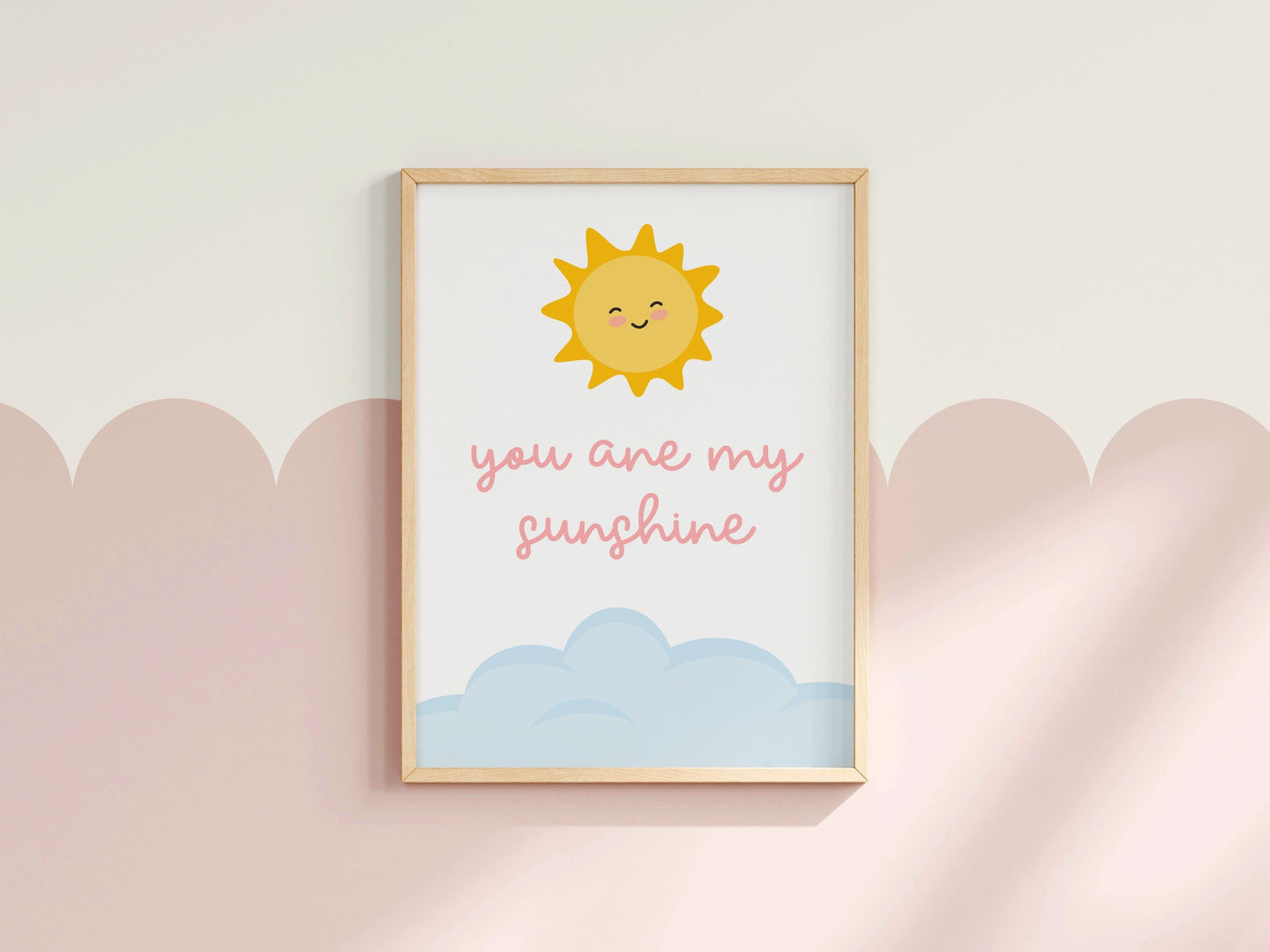 You Are My Sunshine Print | Pink Sunshine Baby Girl Nursery Print, Pink Nursery Wall Art Print, Wall Art Print for Baby Girl Bedroom Wall