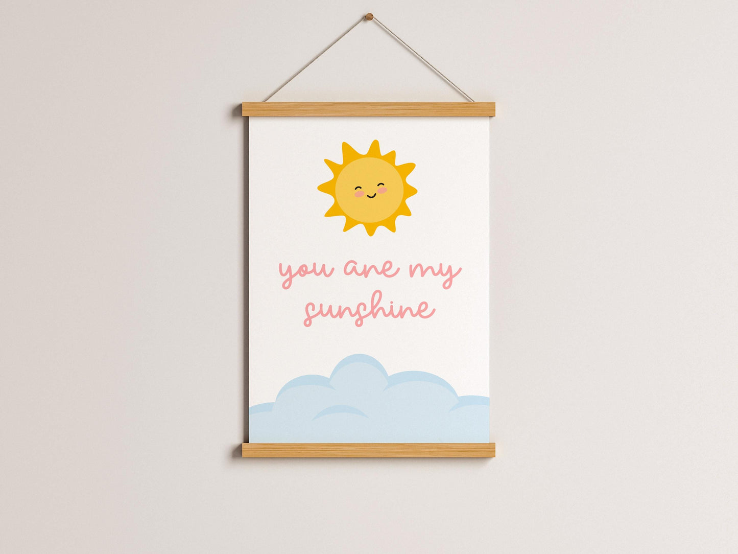 You Are My Sunshine Print | Pink Sunshine Baby Girl Nursery Print, Pink Nursery Wall Art Print, Wall Art Print for Baby Girl Bedroom Wall