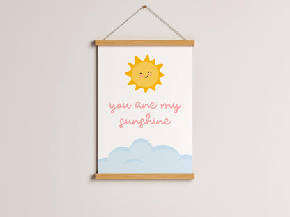You Are My Sunshine Print | Pink Sunshine Baby Girl Nursery Print, Pink Nursery Wall Art Print, Wall Art Print for Baby Girl Bedroom Wall