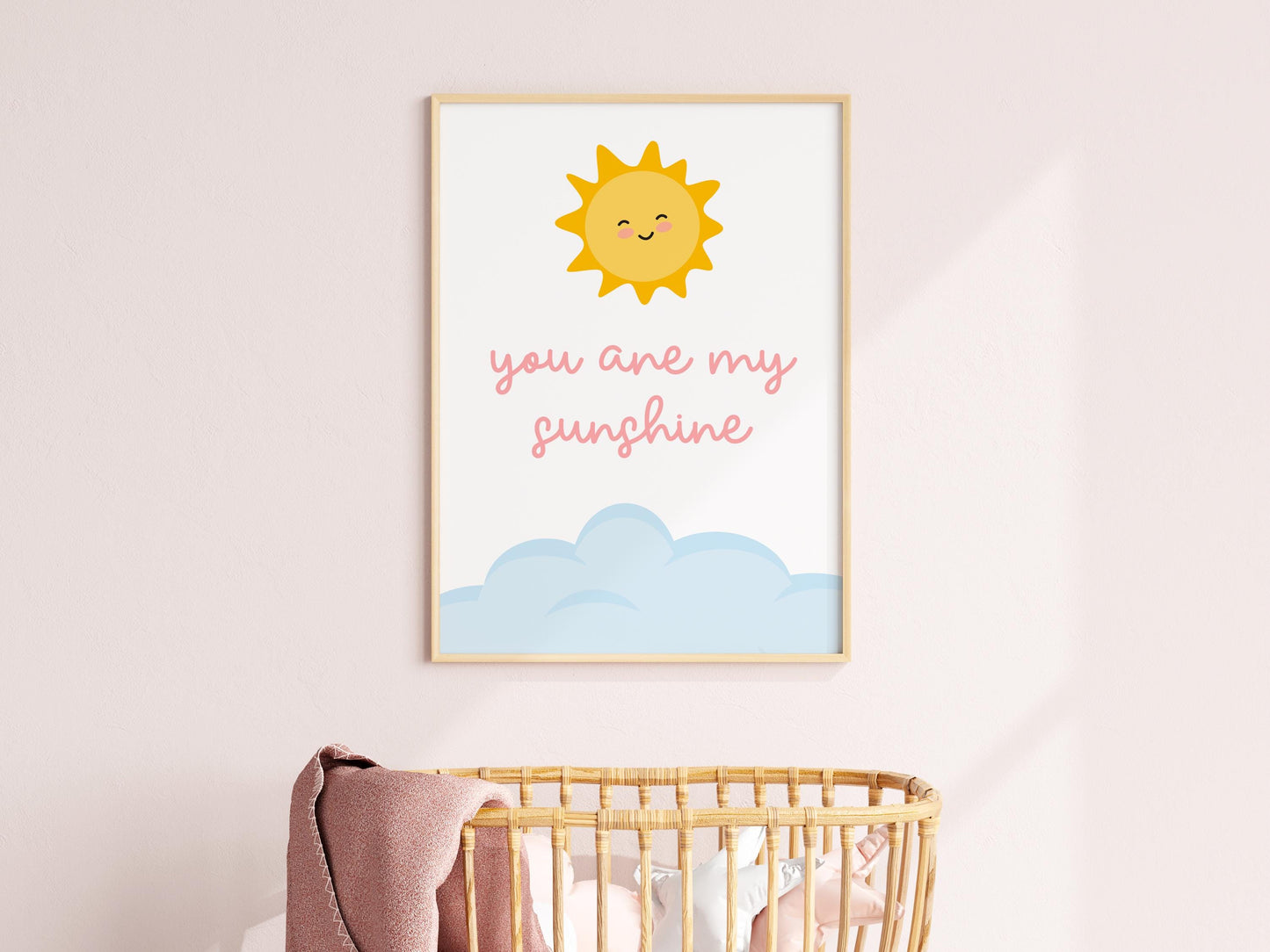 You Are My Sunshine Print | Pink Sunshine Baby Girl Nursery Print, Pink Nursery Wall Art Print, Wall Art Print for Baby Girl Bedroom Wall