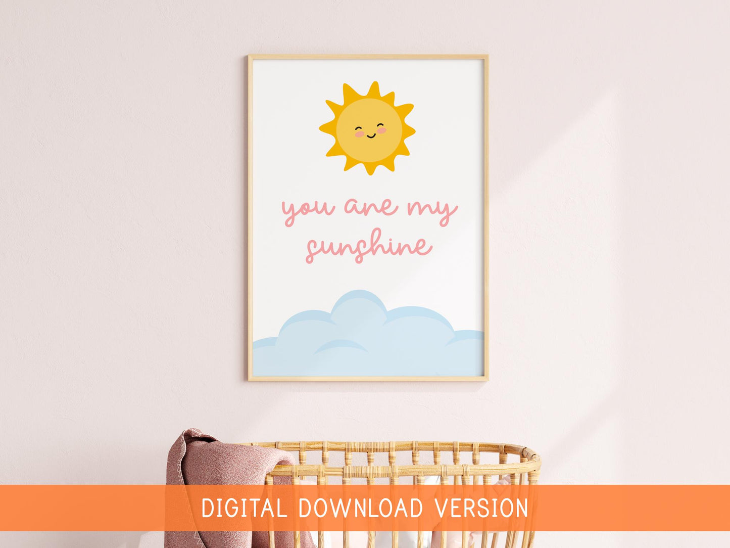 You Are My Sunshine Pink Nursery Print DIGITAL DOWNLOAD | Printable Nursery Art, Prints for Baby Girls Nursery, Wall Art Print Little Girl