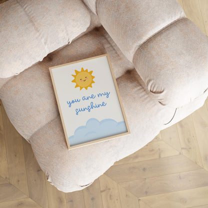 You Are My Sunshine Blue Nursery Print | Baby Boy Nursery Print, Blue Nursery Wall Art Print, Wall Art Print for Baby Boys Bedroom Wall