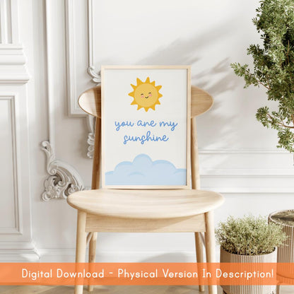 You Are My Sunshine Baby Boy Nursery Print DIGITAL DOWNLOAD | Baby Boy Nursery Printables, Digital Print for Little Boy Bedroom Printable