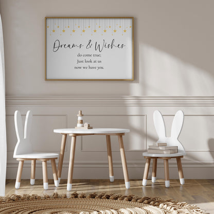 Dreams and Wishes Nursery Print | A3 A4 A5 Nursery Wall Art, Starry Nursery Prints, Cute Baby Prints, Wishes Come True Large Nursery Prints