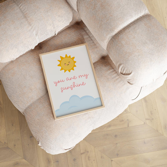 You Are My Sunshine Print | Pink Sunshine Baby Girl Nursery Print, Pink Nursery Wall Art Print, Wall Art Print for Baby Girl Bedroom Wall