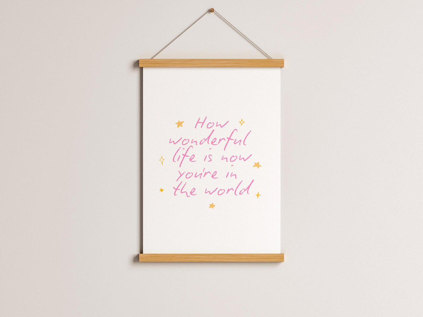 How Wonderful Life Is Nursery Print Pink | Pink Nursery Wall Art, Nursery Quotes, Baby Shower Gift, Girl Nursery Print, Baby Girl Gift Ideas