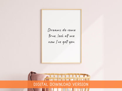 Dreams Come True Nursery Print DIGITAL DOWNLOAD | Digital Download Printable Baby Quote for Nursery Playroom Kids Room Decor Print at Home