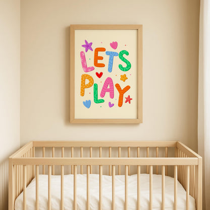 Lets Play Colourful Playroom Art | Quirky Playroom Print, Bright Nursery Print, Fun Play Corner Print, Fun Playroom Print, Fun Nursery Print