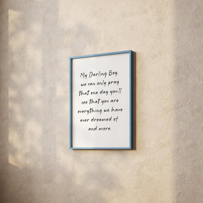 My Darling Boy Nursery Quote Print | Boys Room Wall Art, Baby Boy Nursery Prints, Baby Shower Gift for Baby Boy, Baby Boy Poem, Baby Boy Art