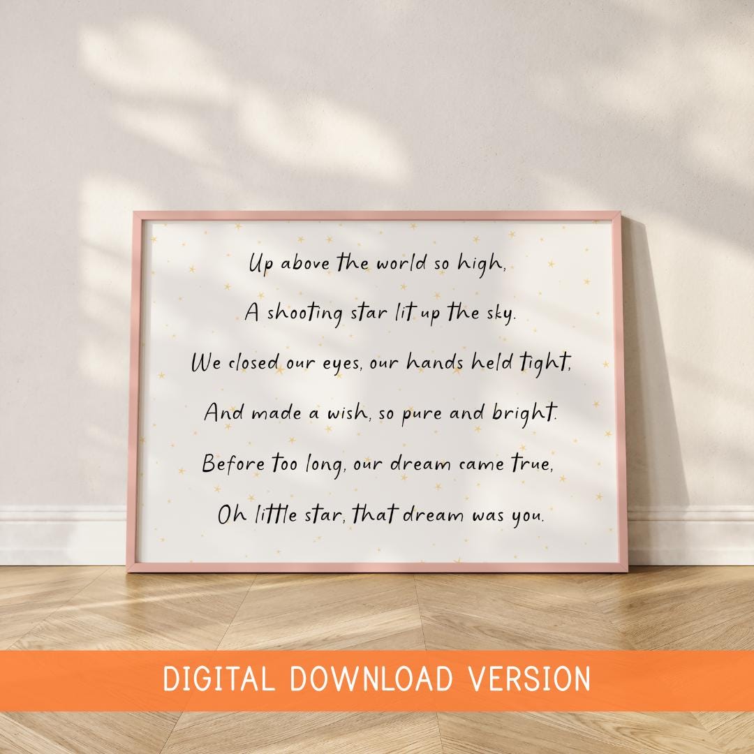 IVF Baby Digital Nursery Print DIGITAL DOWNLOAD | Our Little Star Poem, Miracle Baby Quote Wall Art, Rainbow Baby Nursery Digital Prints