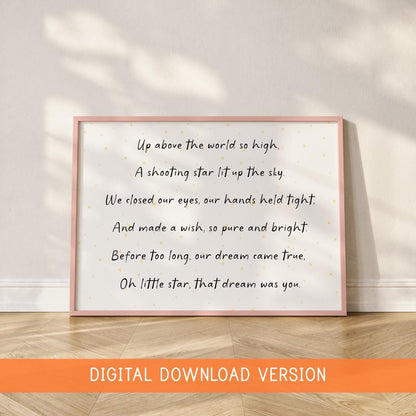 IVF Baby Digital Nursery Print DIGITAL DOWNLOAD | Our Little Star Poem, Miracle Baby Quote Wall Art, Rainbow Baby Nursery Digital Prints
