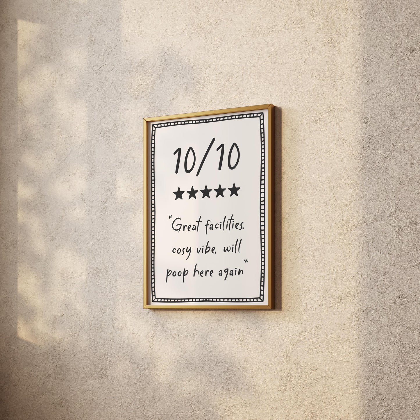 10 out of 10 toilet funny review print | Bathroom Wall Art, Funny Toilet poster, Home decor, typography poster, Black White Bathroom sign