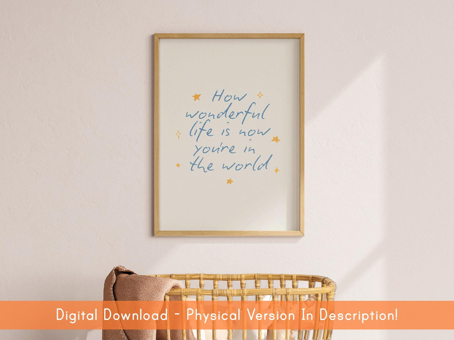 Printable Baby Boy Nursery Sign DIGITAL DOWNLOAD | Print Your Own Nursery Prints, How Wonderful Life Is Blue Nursery Print, Blue Nursery Art