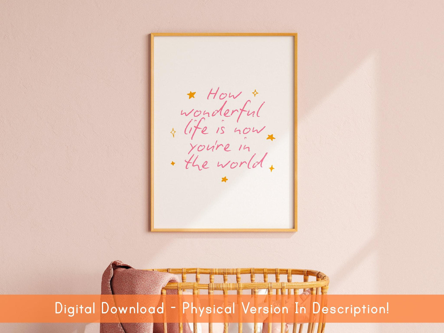 Printable Baby Girl Nursery Sign DIGITAL DOWNLOAD | Print Your Own Nursery Print, How Wonderful Life Is Pink Nursery Print, Pink Nursery Art