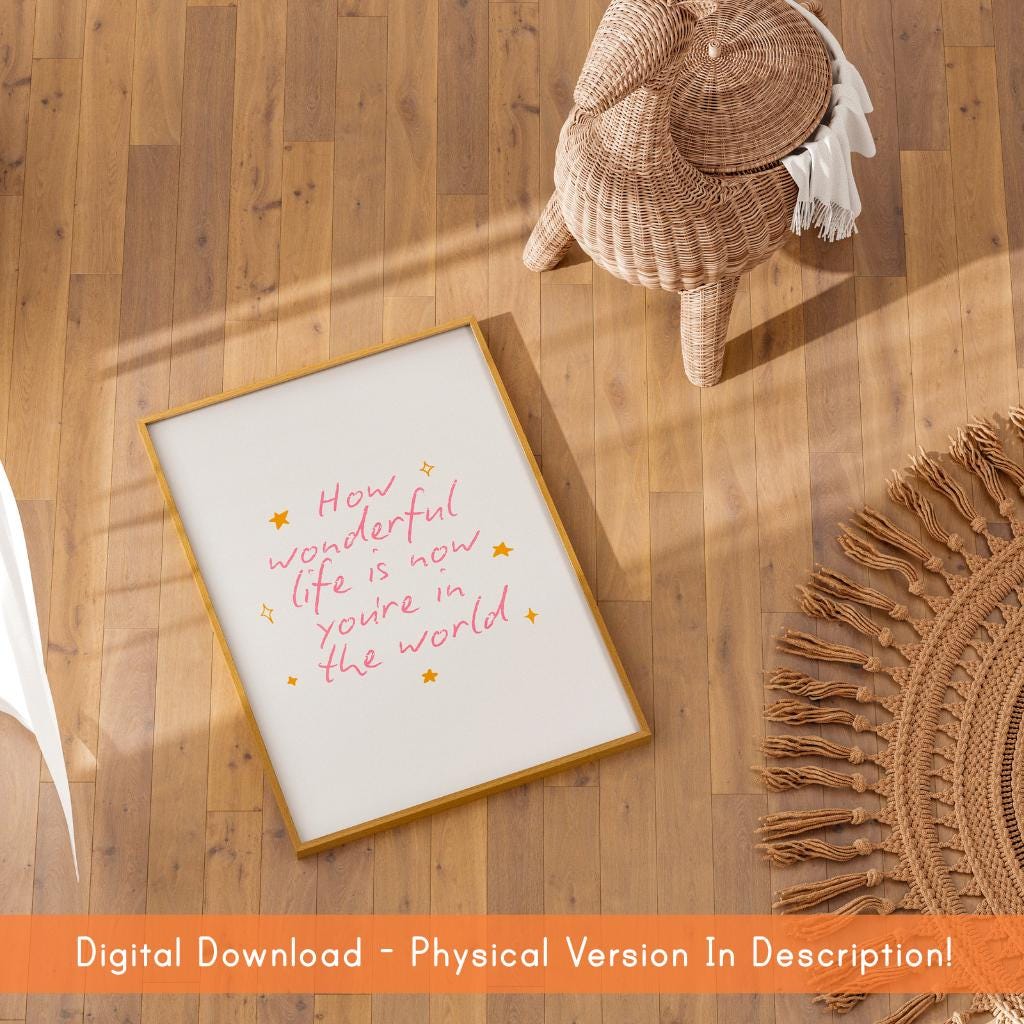 Printable Baby Girl Nursery Sign DIGITAL DOWNLOAD | Print Your Own Nursery Print, How Wonderful Life Is Pink Nursery Print, Pink Nursery Art