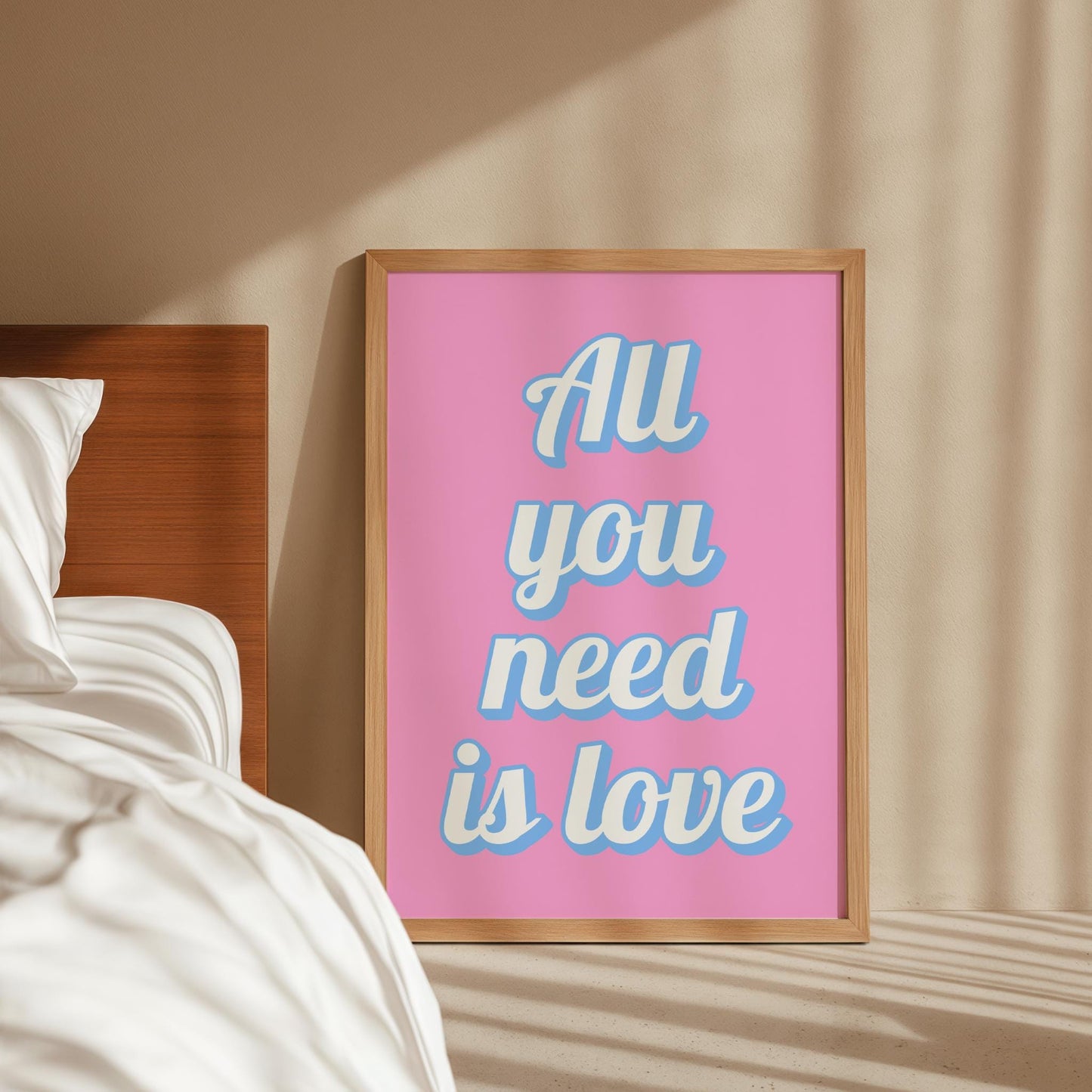 All You Need Is Love Print | Girly Lyric Prints, Pink and Blue Print, Retro Lyric Print, A3 A4 A5 Lyric Prints, girly typography wall art