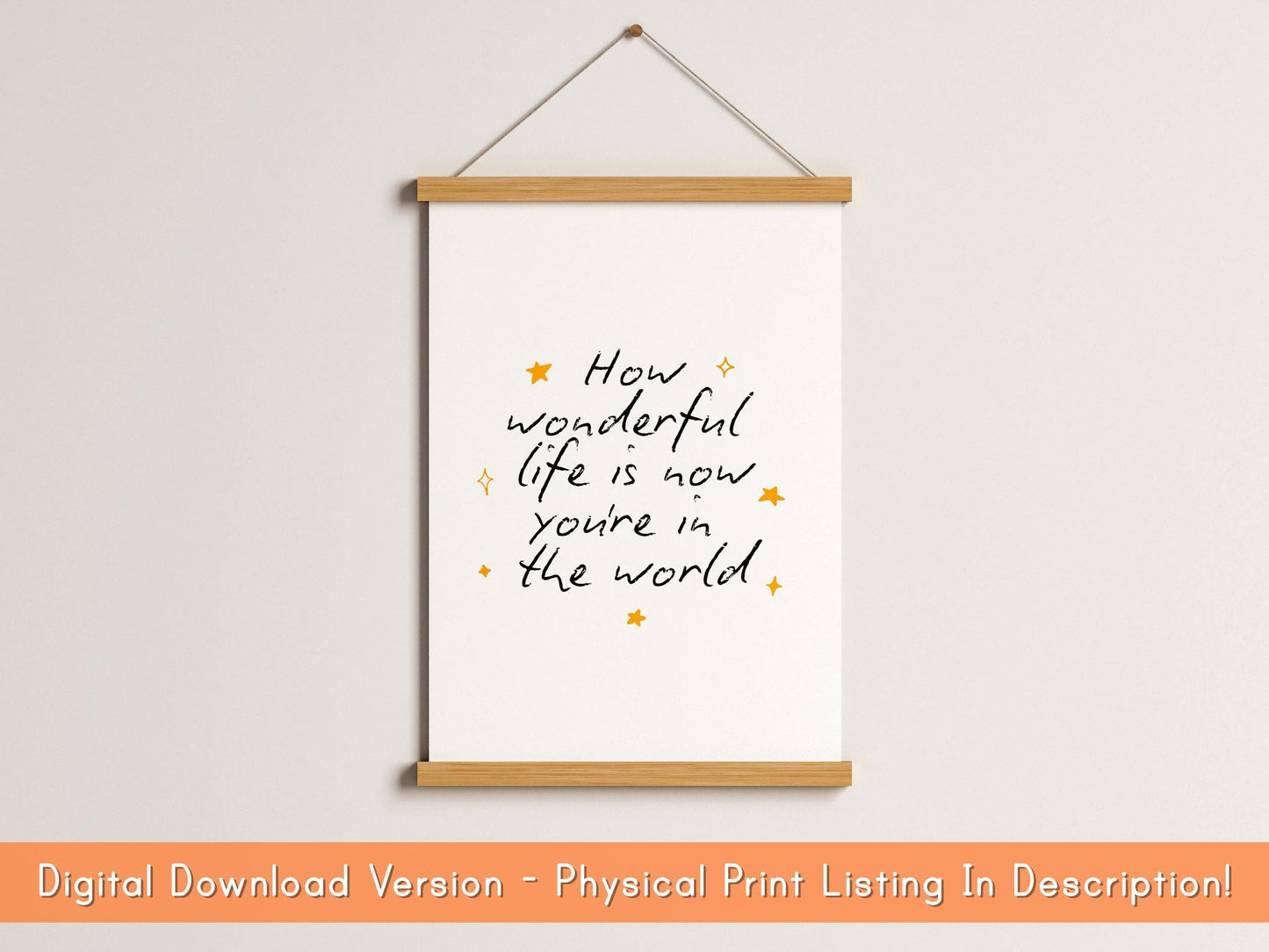 Printable Nursery Sign DIGITAL DOWNLOAD | Print Your Own Nursery Print, How Wonderful Life Is Nursery Print, Neutral Nursery Art Printable