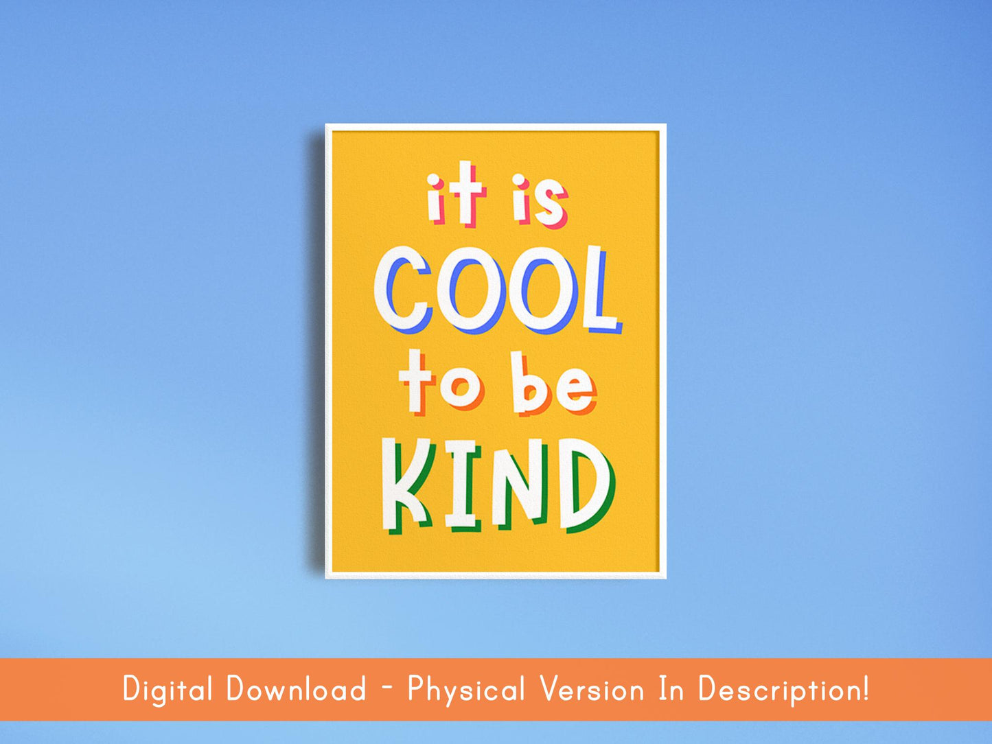 Printable Colorful Playroom Classroom Print, Cool To Be Kind Printable, Playroom Digital Prints, Childrens Room Wall Art Printable, Kids Art