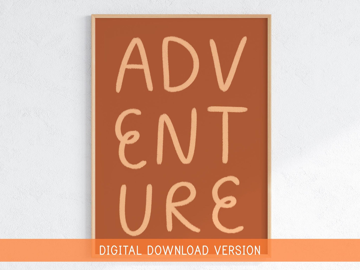 Warm Brown Office Adventure Printable | Adventure Wall Art Print, Typography Printables, Neutral Digital Wall Art, Warm Brown Printables