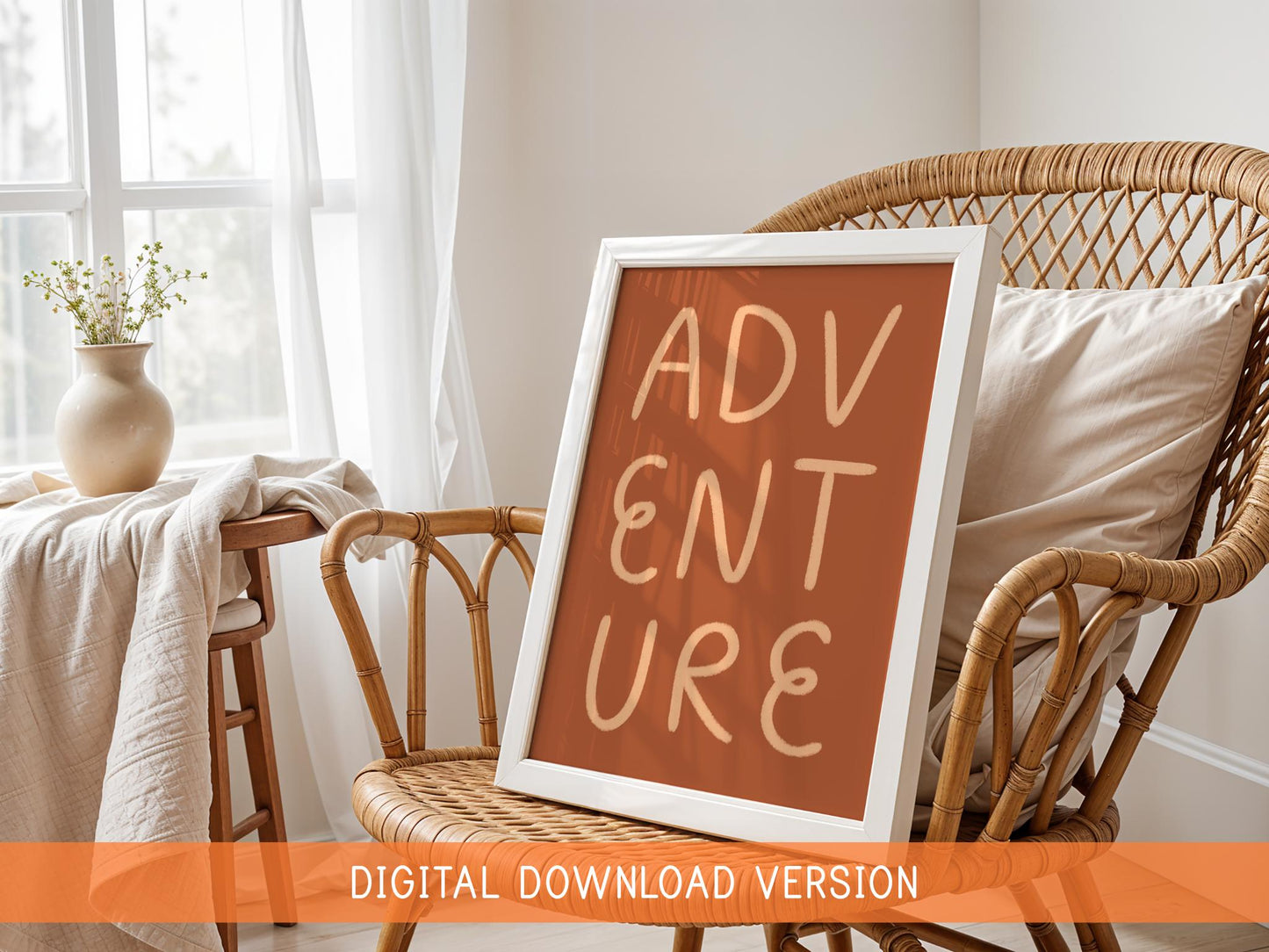 Warm Brown Office Adventure Printable | Adventure Wall Art Print, Typography Printables, Neutral Digital Wall Art, Warm Brown Printables