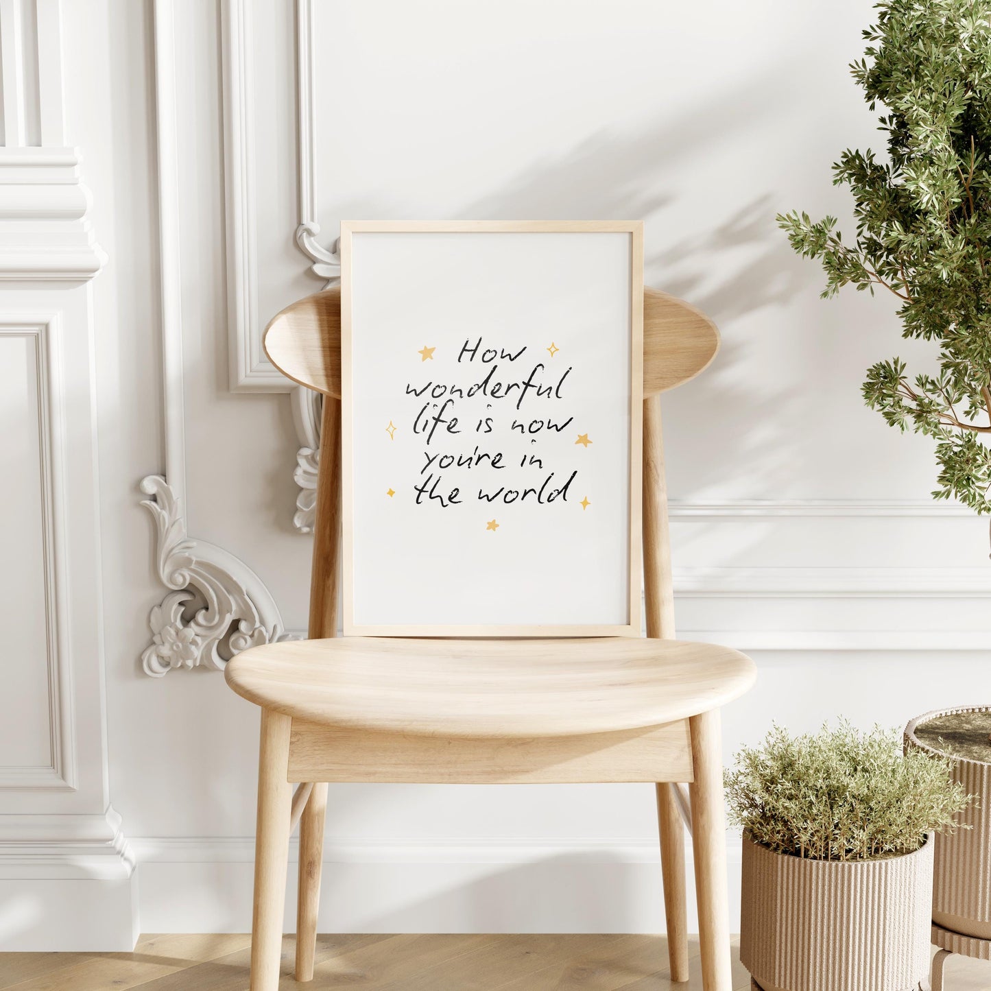 How Wonderful Life Is Nursery Print | Simple Black and White Nursery Print, Nursery Art, Nursery Quote, Cute Nursery Wall Art, For Above Cot
