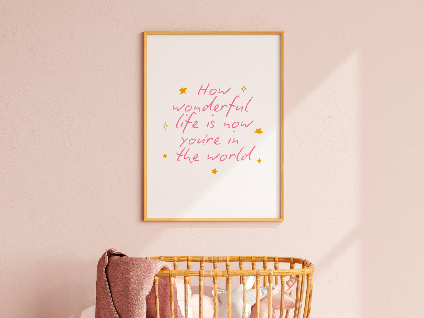 How Wonderful Life Is Nursery Print Pink | Pink Nursery Wall Art, Nursery Quotes, Baby Shower Gift, Girl Nursery Print, Baby Girl Gift Ideas