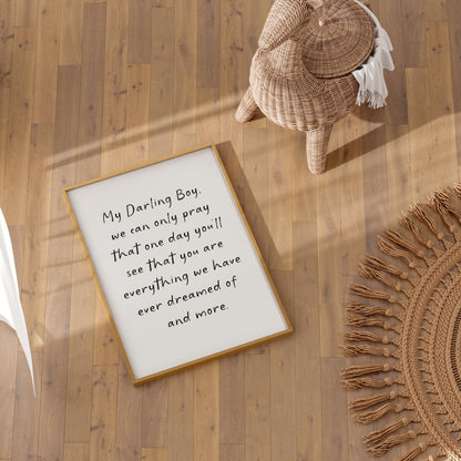 My Darling Boy Nursery Quote Print | Boys Room Wall Art, Baby Boy Nursery Prints, Baby Shower Gift for Baby Boy, Baby Boy Poem, Baby Boy Art