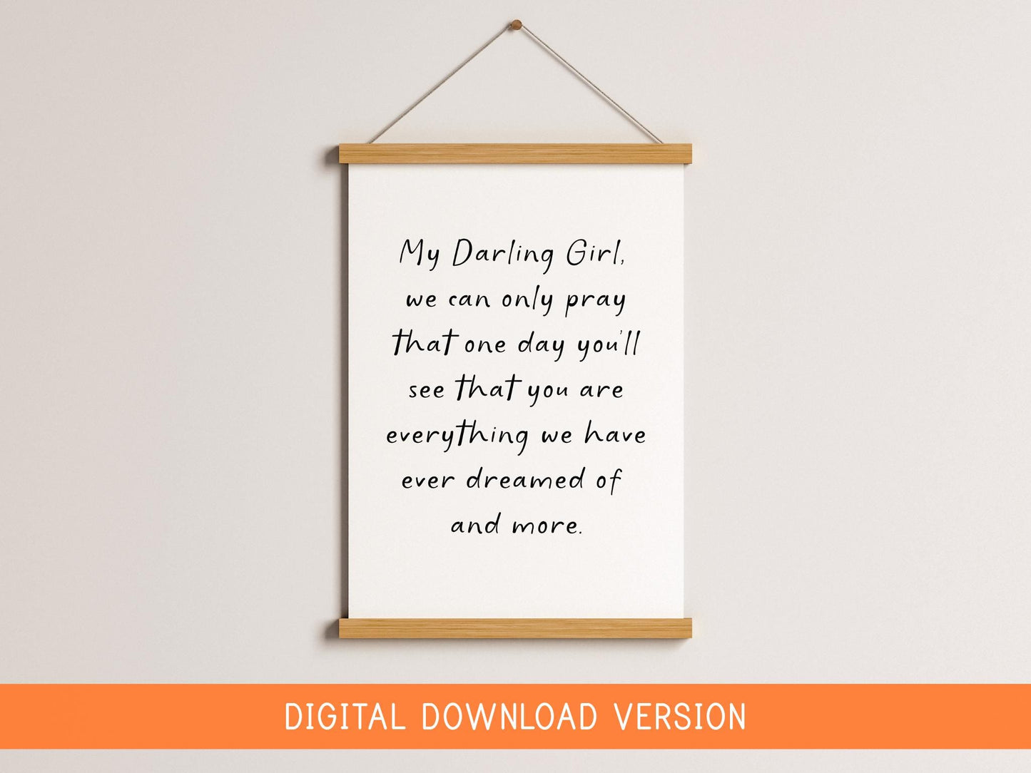 Printable Art For Baby Girls Nursery DIGITAL DOWNLOAD | Darling Girl Printable, Vintage Style Nursery Quote, Digital Art for Baby Girl Room