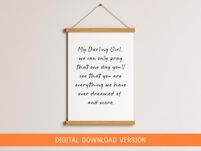 Printable Art For Baby Girls Nursery DIGITAL DOWNLOAD | Darling Girl Printable, Vintage Style Nursery Quote, Digital Art for Baby Girl Room