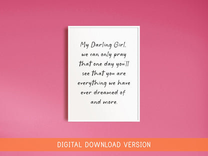 Printable Art For Baby Girls Nursery DIGITAL DOWNLOAD | Darling Girl Printable, Vintage Style Nursery Quote, Digital Art for Baby Girl Room