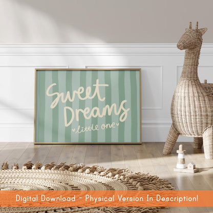 Sweet Dreams Little One Printable DIGITAL DOWNLOAD | Sage Green Vintage Nursery Prints, Sage Nursery Printable Art, Sage Digital Nursery Art