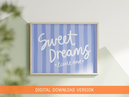 Sweet Dreams Little One Printable DIGITAL DOWNLOAD | Blue Landscape Nursery Print, Baby Boy Nursery Wall Art Print, Sweet Boy Digital Art