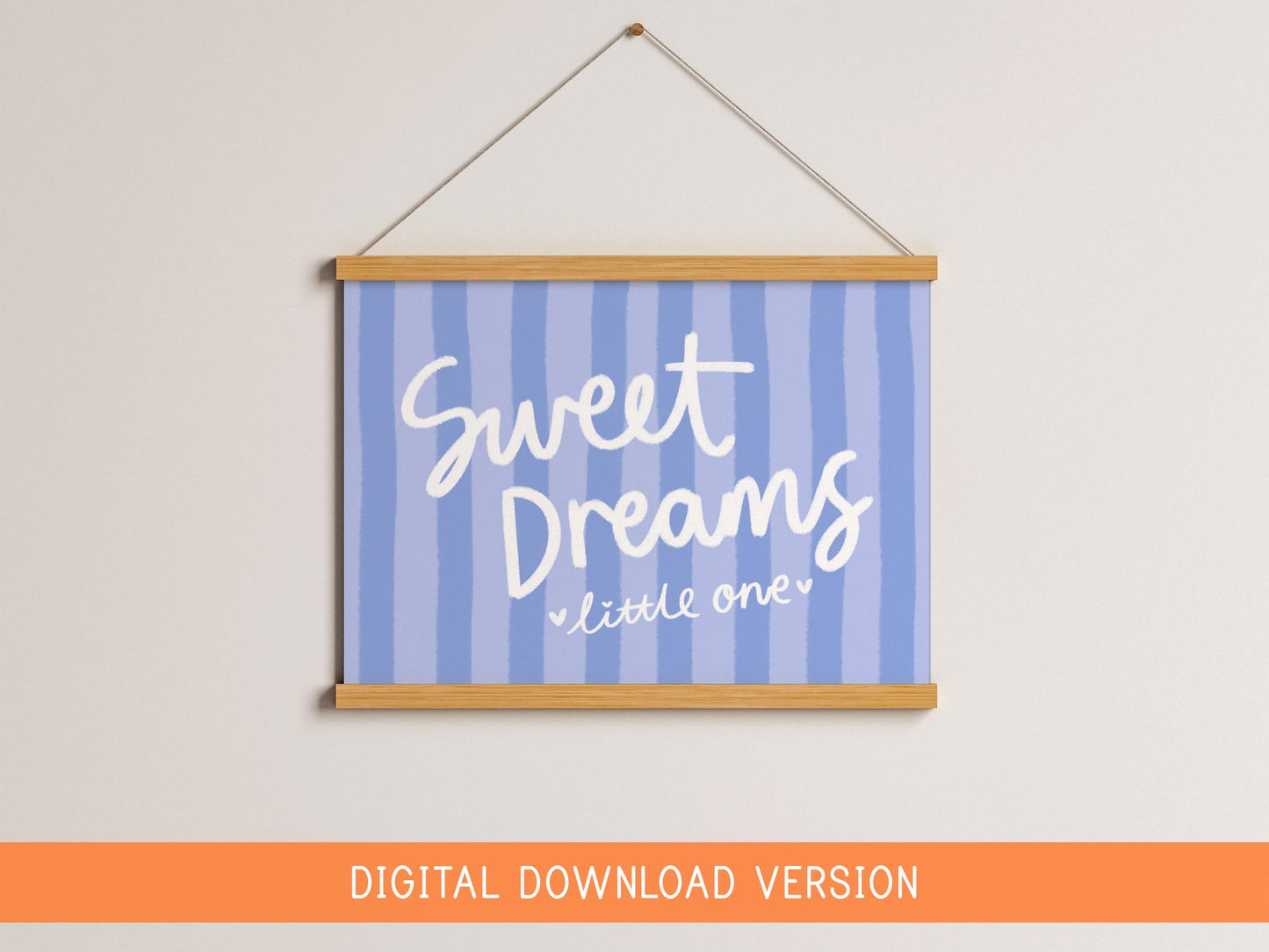 Sweet Dreams Little One Printable DIGITAL DOWNLOAD | Blue Landscape Nursery Print, Baby Boy Nursery Wall Art Print, Sweet Boy Digital Art