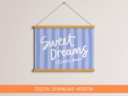 Sweet Dreams Little One Printable DIGITAL DOWNLOAD | Blue Landscape Nursery Print, Baby Boy Nursery Wall Art Print, Sweet Boy Digital Art