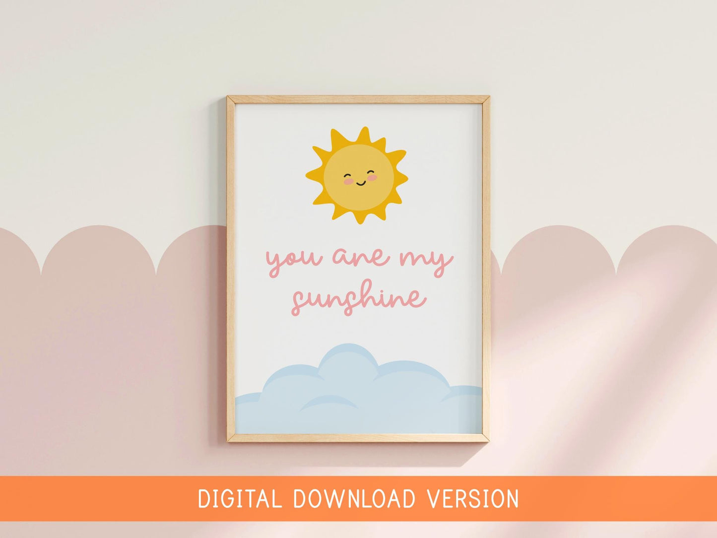 You Are My Sunshine Pink Nursery Print DIGITAL DOWNLOAD | Printable Nursery Art, Prints for Baby Girls Nursery, Wall Art Print Little Girl
