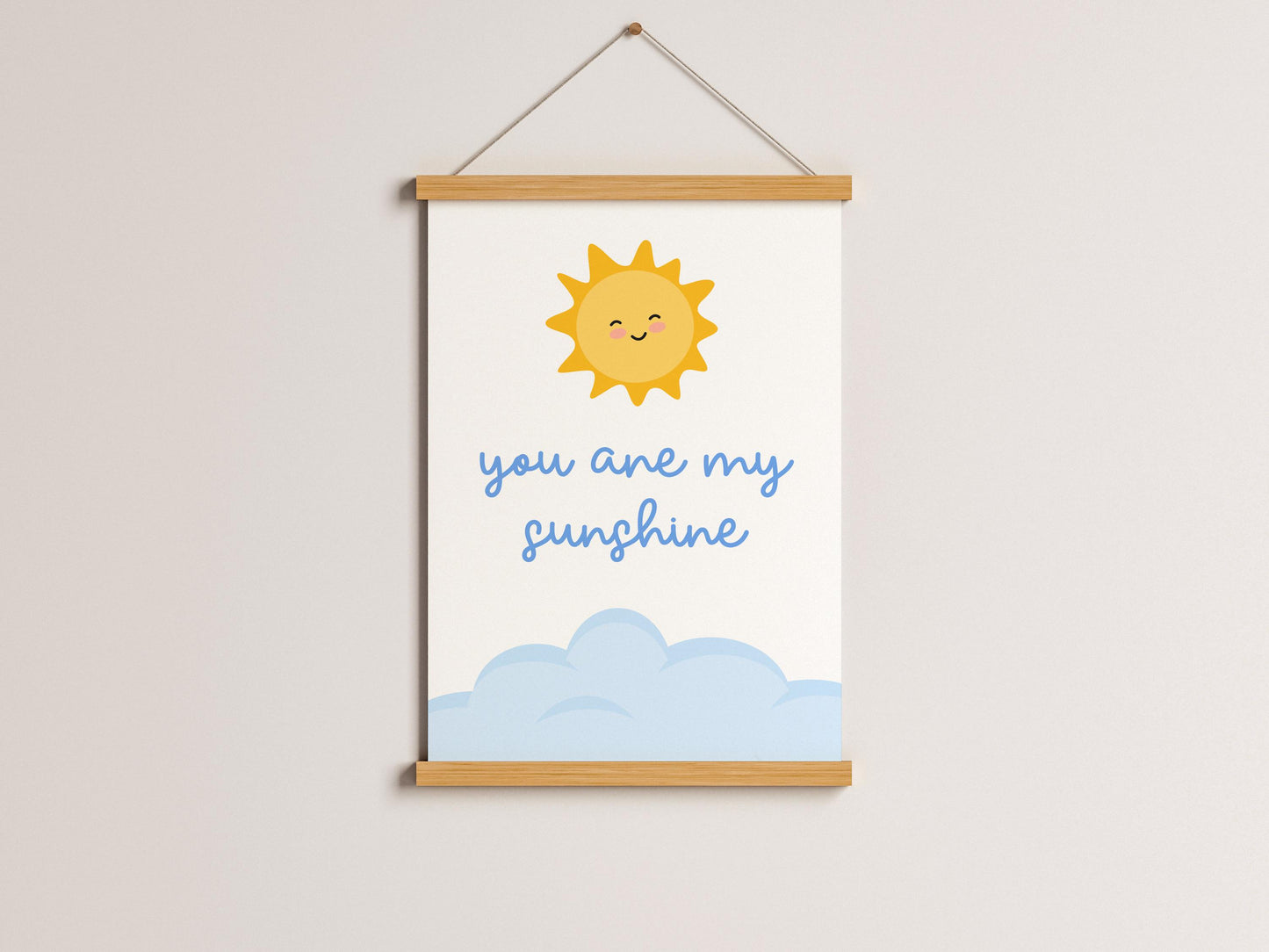You Are My Sunshine Blue Nursery Print | Baby Boy Nursery Print, Blue Nursery Wall Art Print, Wall Art Print for Baby Boys Bedroom Wall