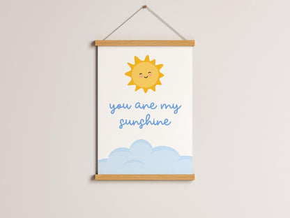 You Are My Sunshine Blue Nursery Print | Baby Boy Nursery Print, Blue Nursery Wall Art Print, Wall Art Print for Baby Boys Bedroom Wall