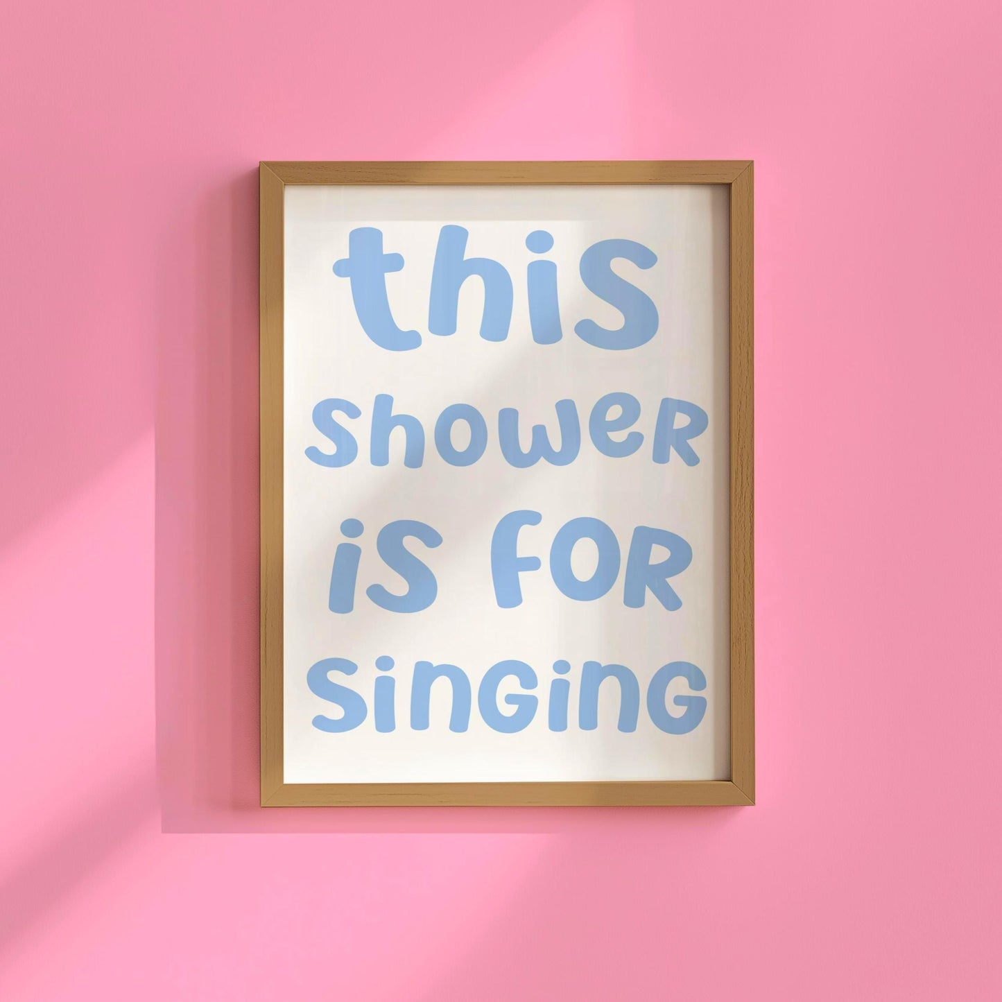 Blue Shower Karaoke Print | Cute Blue Bathroom Print, Trendy Blue Shower Room Art, Trending Bathroom Prints, Shower Singing Wall Art Prints